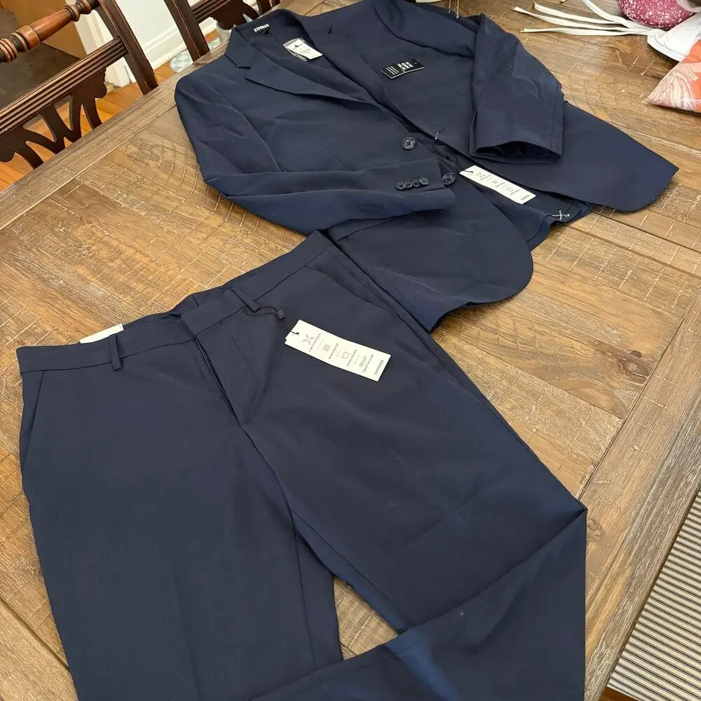 Brand new with tags express men navy blue suit set- pants and jacket